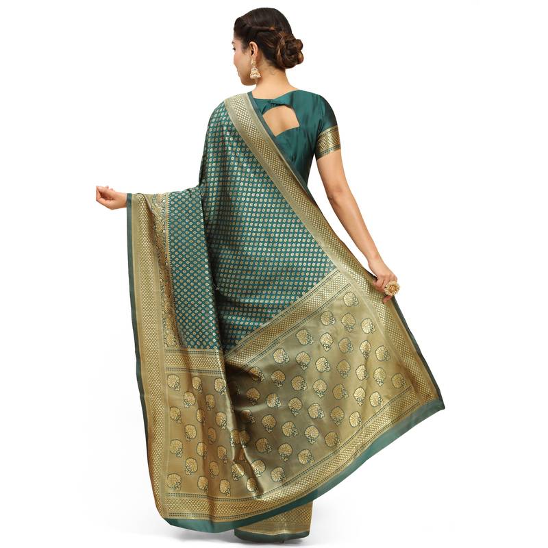 Dark Green Woven Banarasi Saree