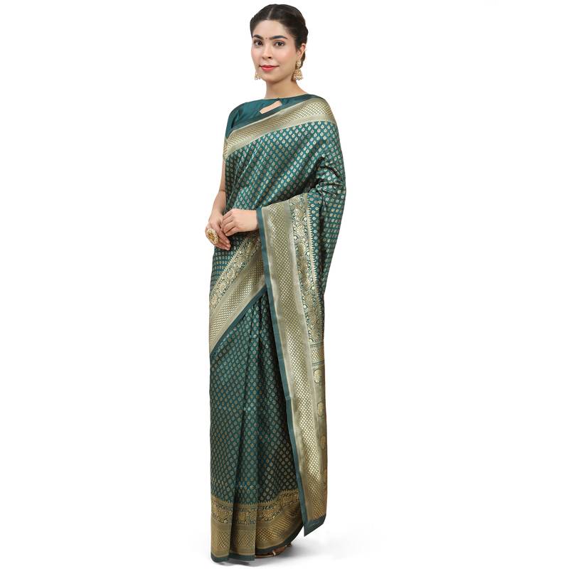 Dark Green Woven Banarasi Saree