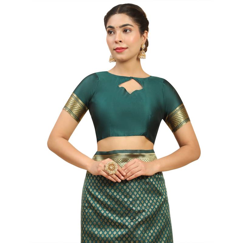 Dark Green Woven Banarasi Saree
