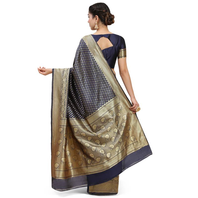 Navy Blue Wovan Banarasi Saree