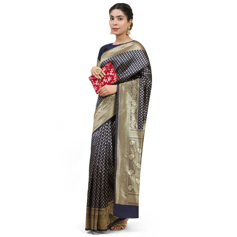 Navy Blue Wovan Banarasi Saree