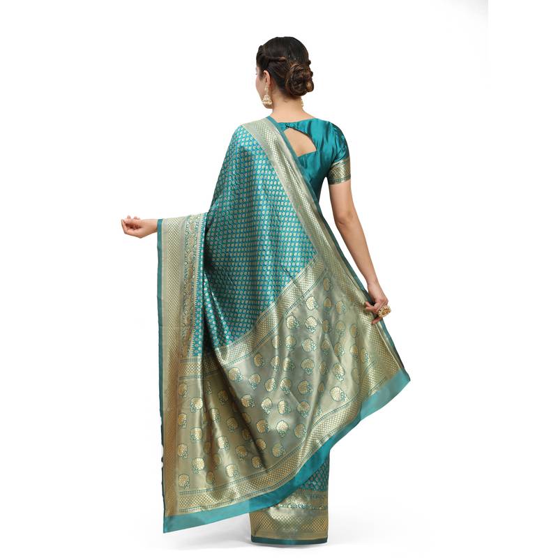 Turquoise Woven Banarasi Saree