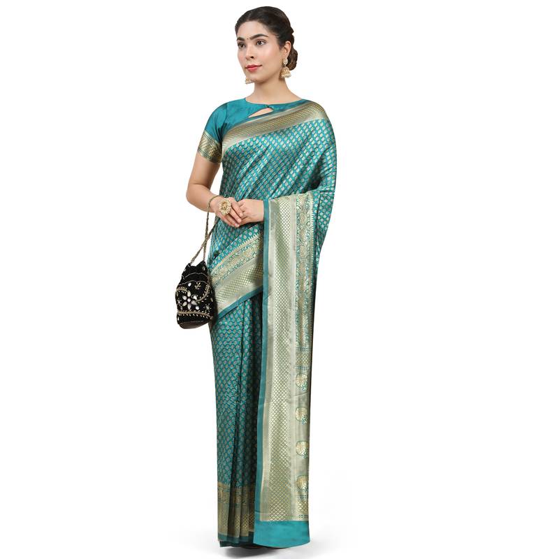 Turquoise Woven Banarasi Saree