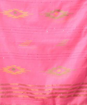 Pink Cotton Silk Handwoven Soft Saree With Sequins Work 5
