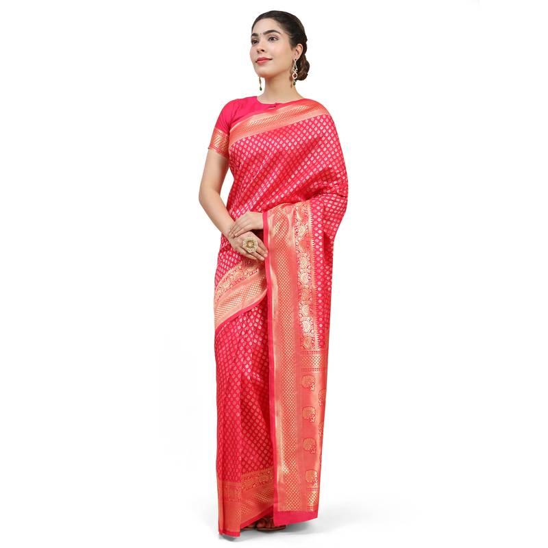 Pink Wovan Banarasi Saree
