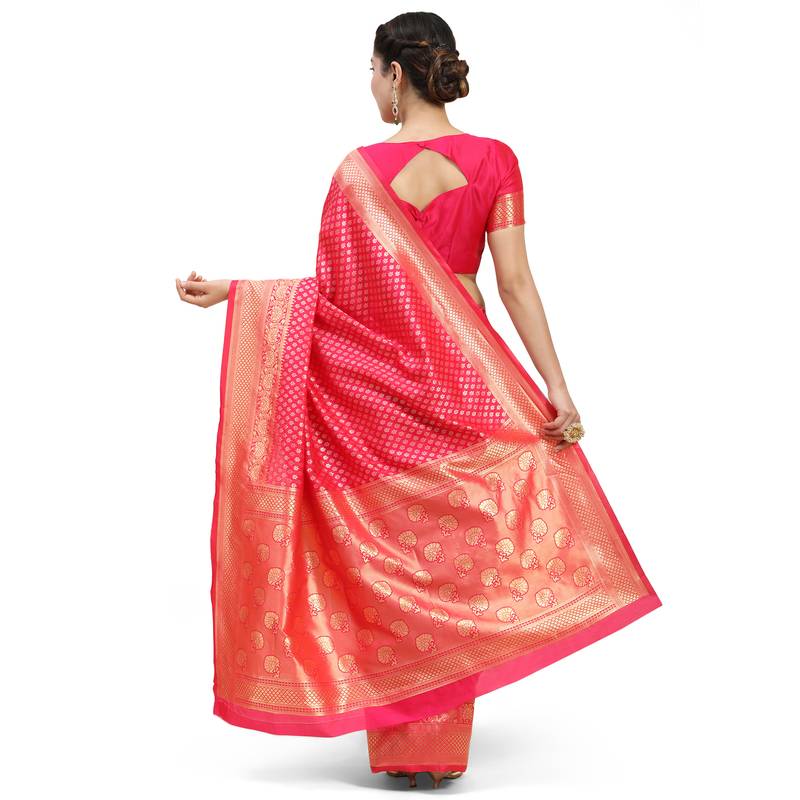Pink Wovan Banarasi Saree