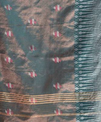 Teal Coloured Handwoven Tissue Saree With Woven Design 5