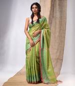 Light Green Coloured Handwoven Tissue Saree With Woven Design