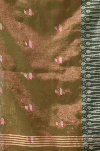 Moss Green Coloured Handwoven Tissue Saree With Woven Design