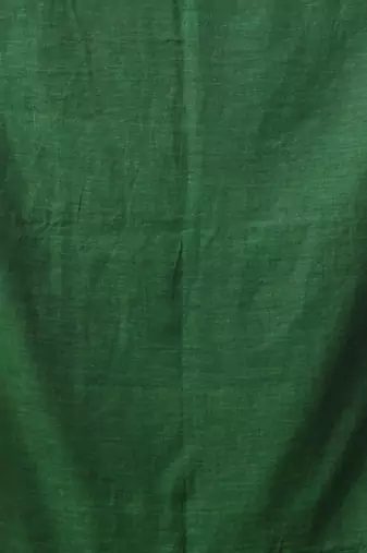 Green Cotton Handwoven Soft Saree With Pompom