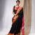 Black Cotton Silk Handwoven Saree With Stripes Pallu