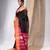 Black Cotton Silk Handwoven Saree With Stripes Pallu