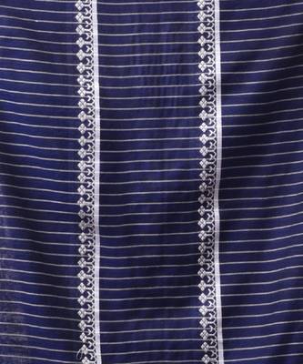 Blue Cotton Handwoven Saree With Stripes Pallu 5