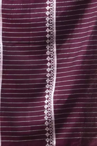Purple Cotton Handwoven Saree With Stripes Pallu