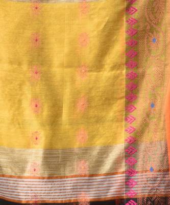 Black Cotton Silk Handwoven Saree With Foral Borders 5