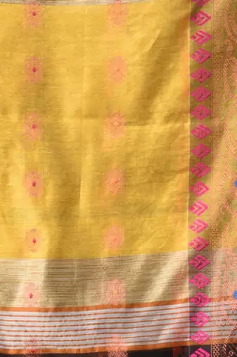 Black Cotton Silk Handwoven Saree With Foral Borders