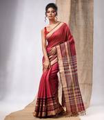 Pink Cotton Silk Handwoven Saree With Texture Borders