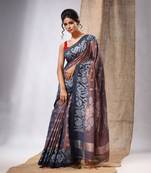 Copper Tissue Handwoven Saree With Jamdani Borders
