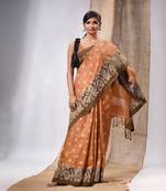 Beige Tissue Handwoven Saree With Jamdani Borders