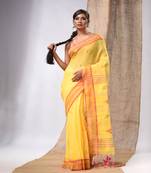 Banana Yellow Cotton Silk Handwoven Soft Saree With Sequins Work