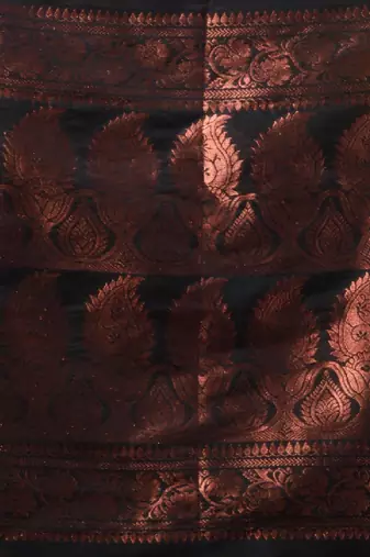 Black Linen Handwoven Saree With Zari Woven Nakshi Design