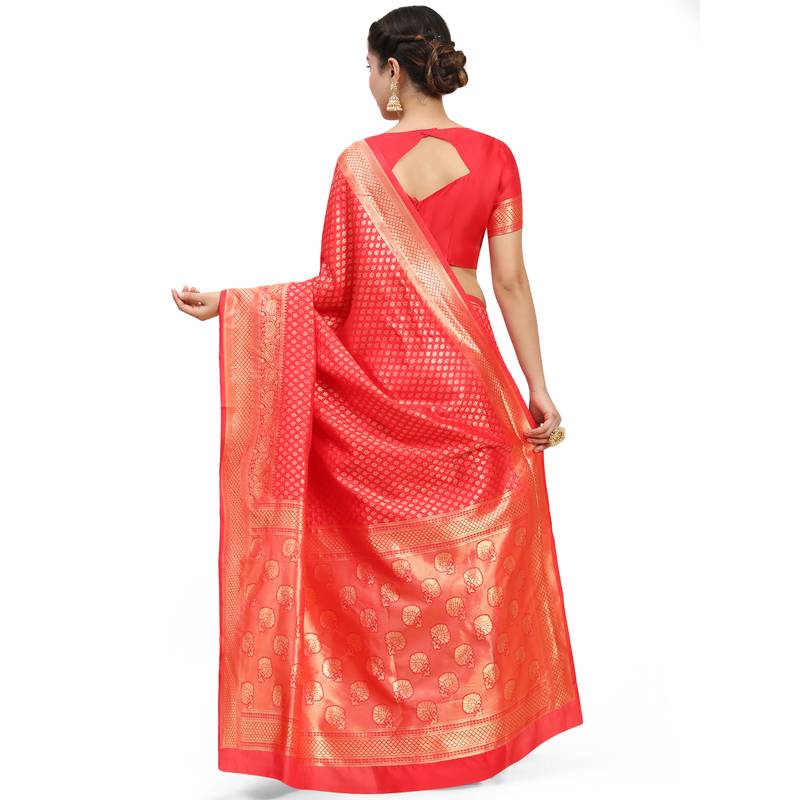RED WOVAN BANARASI ART SIK SAREE