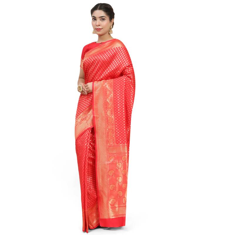 RED WOVAN BANARASI ART SIK SAREE