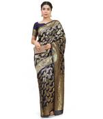 Navy Blue Woven Banarasi Saree