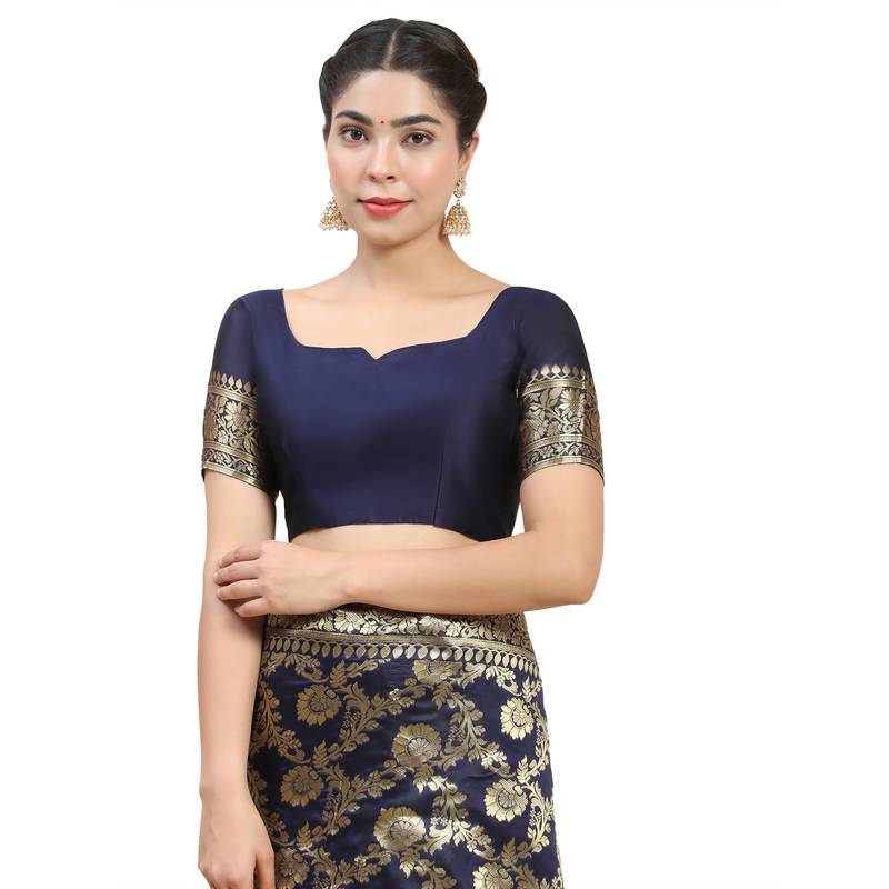 Navy Blue Woven Banarasi Saree