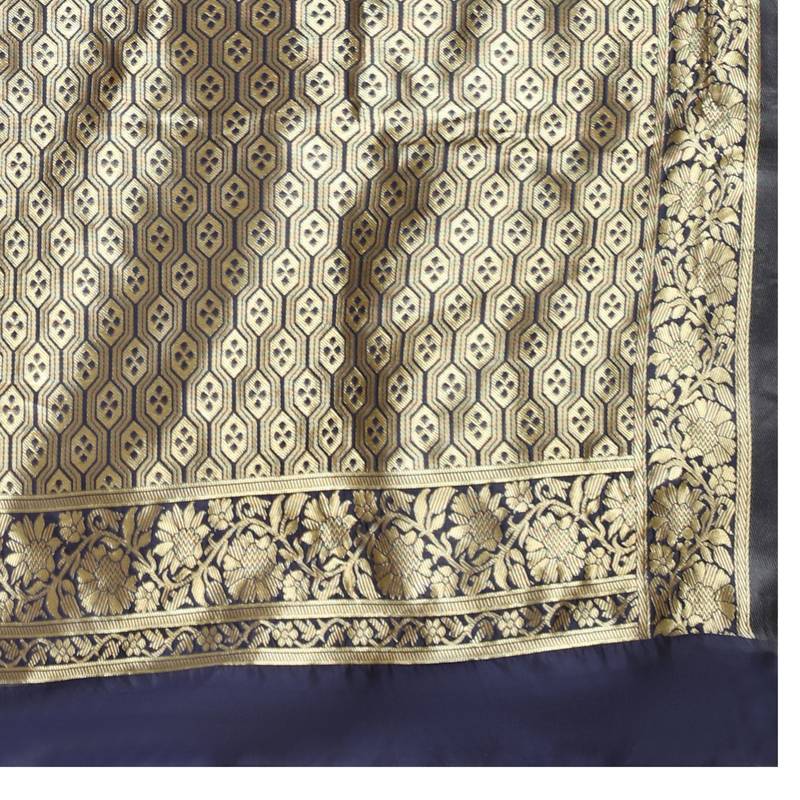 Navy Blue Woven Banarasi Saree