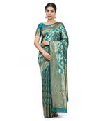 Turquoise Woven Banarasi Saree