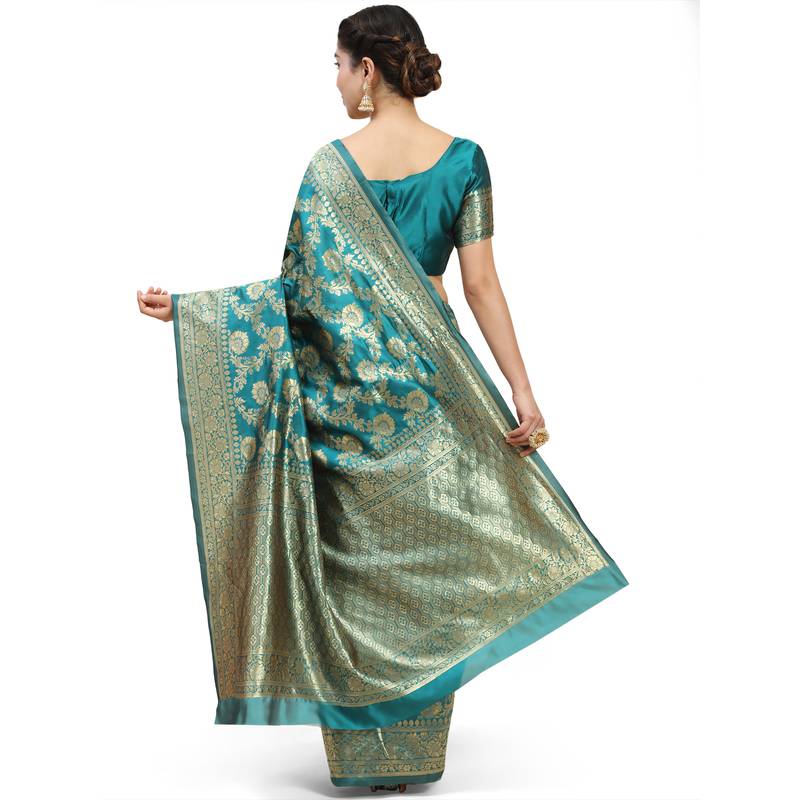 Turquoise Woven Banarasi Saree
