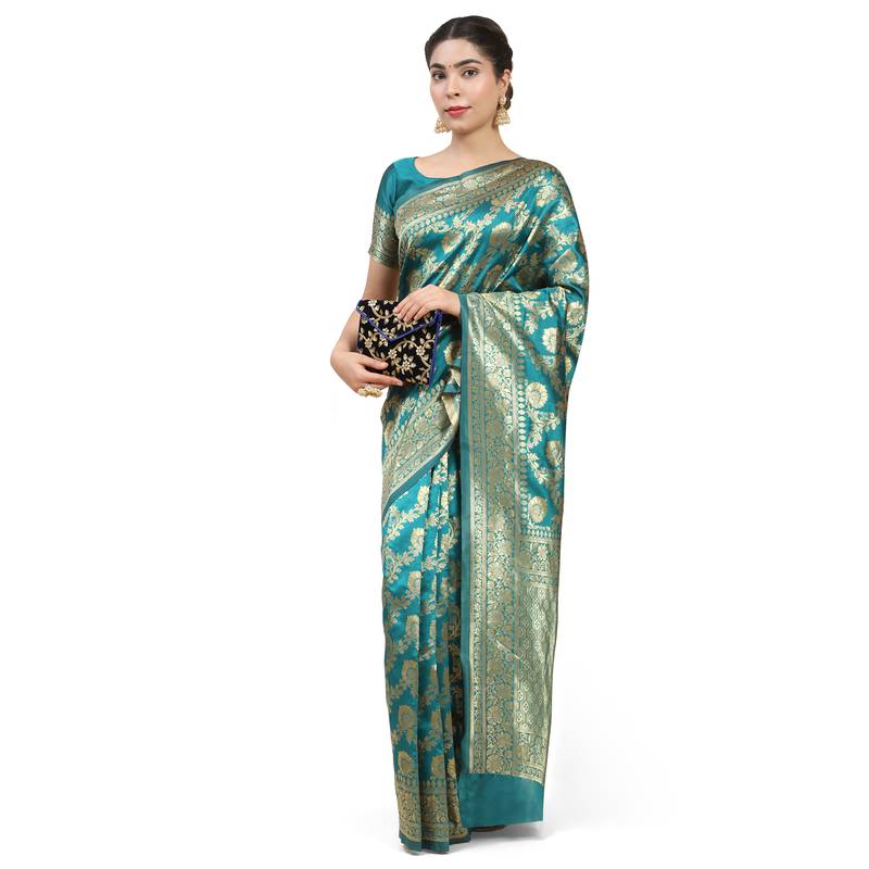 Turquoise Woven Banarasi Saree