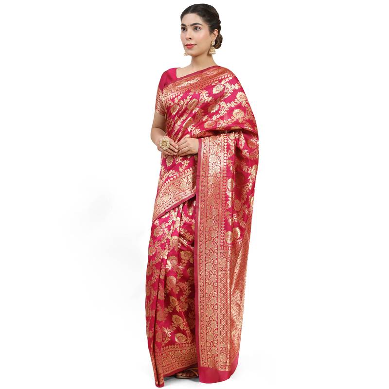 Pink Woven Banarasi Saree