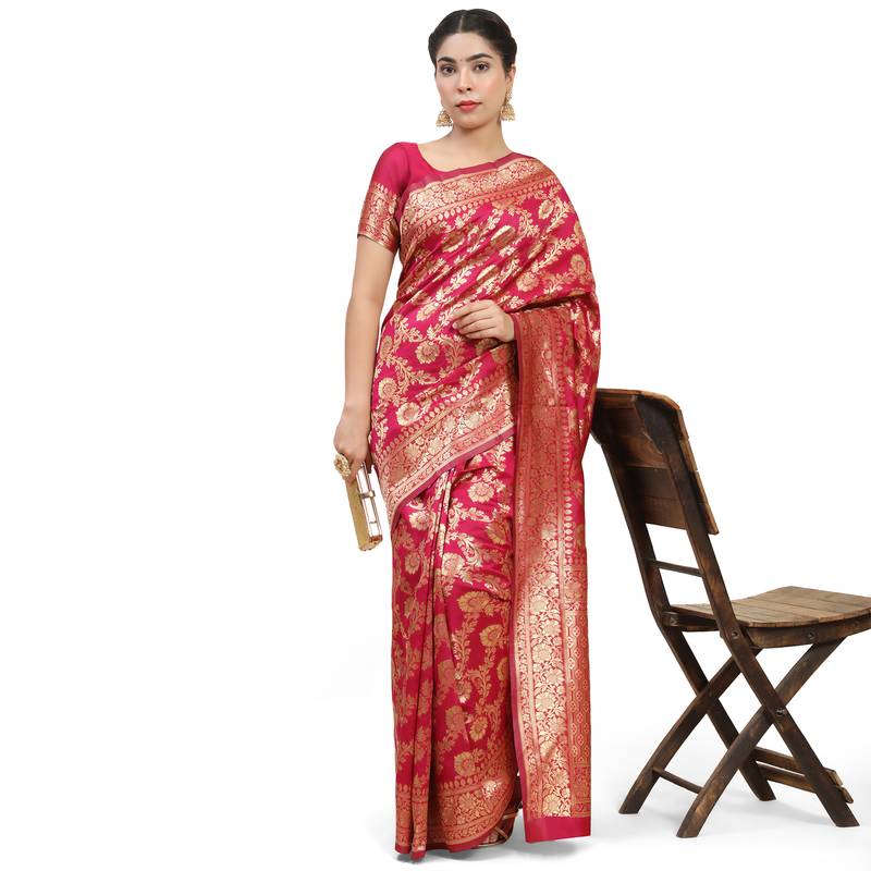 Pink Woven Banarasi Saree