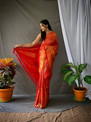 ORANGE BEAUTIFUL  SILK TRENDY  SAREE 1