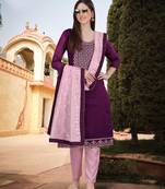 Trendmalls Purple Chanderi Embroidered Sequence Work Party Wear Kurta Pant with Dupatta Salwar Suit Set