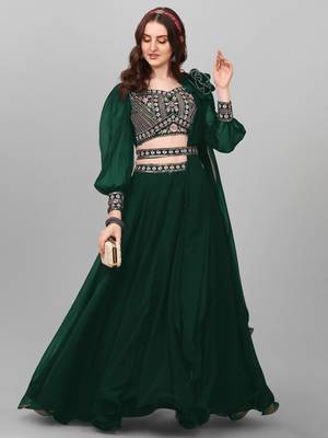 Green Colour Embroidered Attractive Party Wear Lehenga choli  1