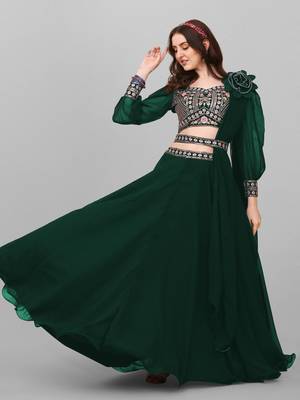 Green Colour Embroidered Attractive Party Wear Lehenga choli  2