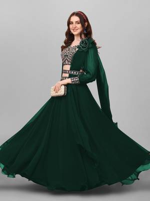 Green Colour Embroidered Attractive Party Wear Lehenga choli  3