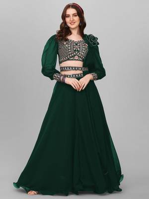 Green Colour Embroidered Attractive Party Wear Lehenga choli  5