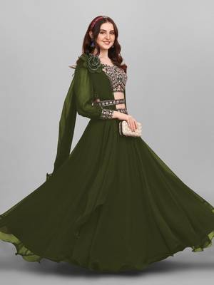 Mehndi party Wear Embroidery Lehenga Choli 3