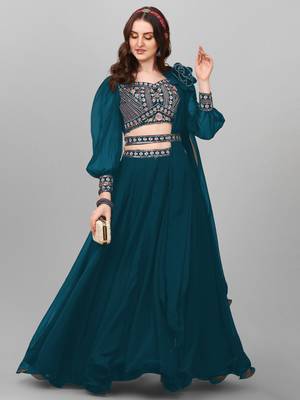 Morpeach Party Wear Embroidery Lehenga Choli 1