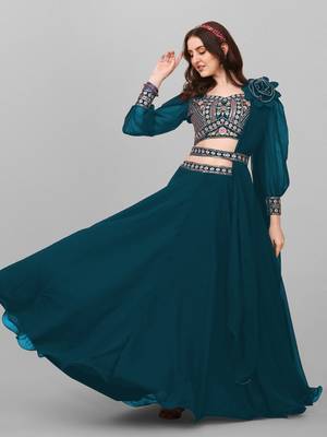 Morpeach Party Wear Embroidery Lehenga Choli 2