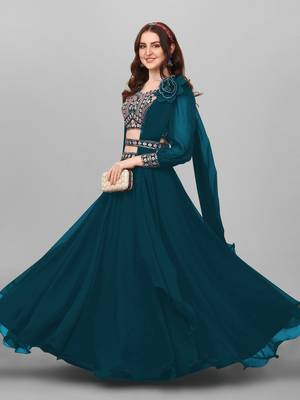 Morpeach Party Wear Embroidery Lehenga Choli 3