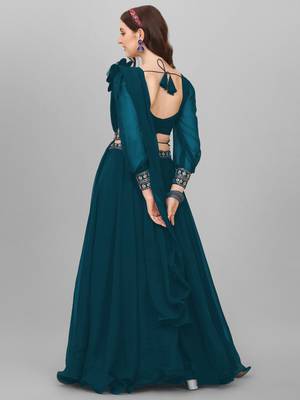 Morpeach Party Wear Embroidery Lehenga Choli 4