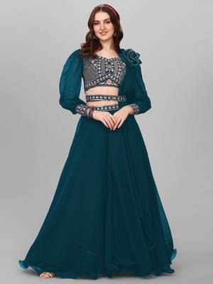 Morpeach Party Wear Embroidery Lehenga Choli 5