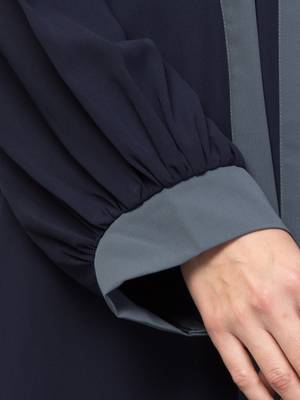 Women style muslim traditional wear abaya blue grey 5