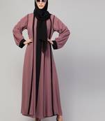 latest stylish shrug women style abaya  burka pink black with belt