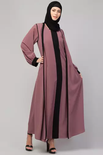 latest stylish shrug women style abaya  burka pink black with belt